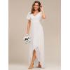 imageEverPretty Womens Double V Neck A Line Ruffle Hem Backless High Low Chiffon Bridesmaid Dresses 01749White