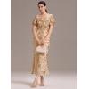 imageEverPretty Womens Gorgeous V Neck Sequin Tulle Short Sleeves Maxi Evening Gowns 02370Gold