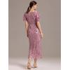 imageEverPretty Womens Gorgeous V Neck Sequin Tulle Short Sleeves Maxi Evening Gowns 02370Orchid
