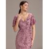 imageEverPretty Womens Gorgeous V Neck Sequin Tulle Short Sleeves Maxi Evening Gowns 02370Orchid