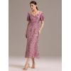 imageEverPretty Womens Gorgeous V Neck Sequin Tulle Short Sleeves Maxi Evening Gowns 02370Orchid