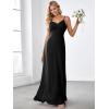 imageEverPretty Womens Sexy Spaghetti Straps Cowl Back Empire Waist A Line Pleated Chiffon Bridesmaid Dress 80026PHBlack
