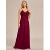 imageEverPretty Womens Sexy Spaghetti Straps Cowl Back Empire Waist A Line Pleated Chiffon Bridesmaid Dress 80026PHBurgundy