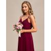 imageEverPretty Womens Sexy Spaghetti Straps Cowl Back Empire Waist A Line Pleated Chiffon Bridesmaid Dress 80026PHBurgundy