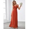 imageEverPretty Womens Sexy Spaghetti Straps Cowl Back Empire Waist A Line Pleated Chiffon Bridesmaid Dress 80026PHBurnt Orange