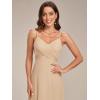 imageEverPretty Womens Sexy Spaghetti Straps Cowl Back Empire Waist A Line Pleated Chiffon Bridesmaid Dress 80026PHChampagne
