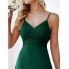 imageEverPretty Womens Sexy Spaghetti Straps Cowl Back Empire Waist A Line Pleated Chiffon Bridesmaid Dress 80026PHDark Green