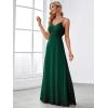 imageEverPretty Womens Sexy Spaghetti Straps Cowl Back Empire Waist A Line Pleated Chiffon Bridesmaid Dress 80026PHDark Green