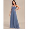 imageEverPretty Womens Sexy Spaghetti Straps Cowl Back Empire Waist A Line Pleated Chiffon Bridesmaid Dress 80026PHDusty Navy