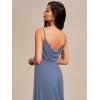 imageEverPretty Womens Sexy Spaghetti Straps Cowl Back Empire Waist A Line Pleated Chiffon Bridesmaid Dress 80026PHDusty Navy