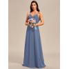 imageEverPretty Womens Sexy Spaghetti Straps Cowl Back Empire Waist A Line Pleated Chiffon Bridesmaid Dress 80026PHDusty Navy