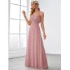 imageEverPretty Womens Sexy Spaghetti Straps Cowl Back Empire Waist A Line Pleated Chiffon Bridesmaid Dress 80026PHDusty Rose