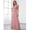 imageEverPretty Womens Sexy Spaghetti Straps Cowl Back Empire Waist A Line Pleated Chiffon Bridesmaid Dress 80026PHDusty Rose