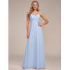 imageEverPretty Womens Sexy Spaghetti Straps Cowl Back Empire Waist A Line Pleated Chiffon Bridesmaid Dress 80026PHIce Blue