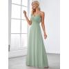 imageEverPretty Womens Sexy Spaghetti Straps Cowl Back Empire Waist A Line Pleated Chiffon Bridesmaid Dress 80026PHMint Green
