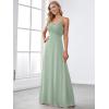 imageEverPretty Womens Sexy Spaghetti Straps Cowl Back Empire Waist A Line Pleated Chiffon Bridesmaid Dress 80026PHMint Green