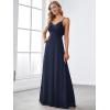 imageEverPretty Womens Sexy Spaghetti Straps Cowl Back Empire Waist A Line Pleated Chiffon Bridesmaid Dress 80026PHNavy Blue