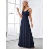 imageEverPretty Womens Sexy Spaghetti Straps Cowl Back Empire Waist A Line Pleated Chiffon Bridesmaid Dress 80026PHNavy Blue