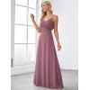 imageEverPretty Womens Sexy Spaghetti Straps Cowl Back Empire Waist A Line Pleated Chiffon Bridesmaid Dress 80026PHOrchid