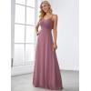 imageEverPretty Womens Sexy Spaghetti Straps Cowl Back Empire Waist A Line Pleated Chiffon Bridesmaid Dress 80026PHOrchid