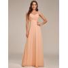 imageEverPretty Womens Sexy Spaghetti Straps Cowl Back Empire Waist A Line Pleated Chiffon Bridesmaid Dress 80026PHPeach