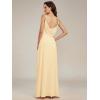 imageEverPretty Womens Sexy Spaghetti Straps Cowl Back Empire Waist A Line Pleated Chiffon Bridesmaid Dress 80026PHYellow