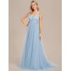 imageEverPretty Womens Sleeveless Tulle Prom Dresses ALine Long Formal Evening DressesLight Dusty Blue