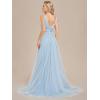 imageEverPretty Womens Sleeveless Tulle Prom Dresses ALine Long Formal Evening DressesLight Dusty Blue