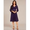 imageEverPretty Womens V Neck Chiffon Beading Pleated Midi Length Long Sleeves Formal Wedding Guest Dresses 31981Dark Purple