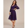 imageEverPretty Womens V Neck Chiffon Beading Pleated Midi Length Long Sleeves Formal Wedding Guest Dresses 31981Dark Purple