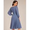 imageEverPretty Womens V Neck Chiffon Beading Pleated Midi Length Long Sleeves Formal Wedding Guest Dresses 31981Dusty Blue