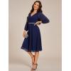 imageEverPretty Womens V Neck Chiffon Beading Pleated Midi Length Long Sleeves Formal Wedding Guest Dresses 31981Navy Blue