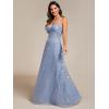 imageEverPretty Womens V Neck Sequin Spaghetti Straps Sleeveless Floor Length Evening Dresses 02121Light Dusty Blue