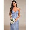 imageEverPretty Womens V Neck Sequin Spaghetti Straps Sleeveless Floor Length Evening Dresses 02121Light Dusty Blue