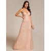 imageEverPretty Womens V Neck Sequin Spaghetti Straps Sleeveless Floor Length Evening Dresses 02121Rose Gold