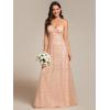 imageEverPretty Womens V Neck Sequin Spaghetti Straps Sleeveless Floor Length Evening Dresses 02121Rose Gold