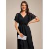 imageEverPretty Womens V Neck Short Sleeve Appliques Glitter HiLo Midi Semi Formal Dress 51159Black