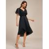 imageEverPretty Womens V Neck Short Sleeve Appliques Glitter HiLo Midi Semi Formal Dress 51159Black