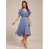 imageEverPretty Womens V Neck Short Sleeve Appliques Glitter HiLo Midi Semi Formal Dress 51159Dusty Blue