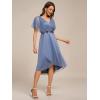 imageEverPretty Womens V Neck Short Sleeve Appliques Glitter HiLo Midi Semi Formal Dress 51159Dusty Blue