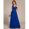 imageEverPretty Womens V Neck Sleeveless Formal Dresses A Line Sequin Maxi Evening Dresses 02163Sapphire Blue