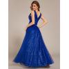 imageEverPretty Womens V Neck Sleeveless Formal Dresses A Line Sequin Maxi Evening Dresses 02163Sapphire Blue