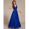 imageEverPretty Womens V Neck Sleeveless Formal Dresses A Line Sequin Maxi Evening Dresses 02163Sapphire Blue