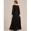 imageEverPretty Womens VNeck Chiffon ALine Waist Appliques Flowing Sleeves Floor Length Mother of The Bride Dresses 00461PHBlack