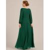 imageEverPretty Womens VNeck Chiffon ALine Waist Appliques Flowing Sleeves Floor Length Mother of The Bride Dresses 00461PHDark Green