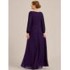 imageEverPretty Womens VNeck Chiffon ALine Waist Appliques Flowing Sleeves Floor Length Mother of The Bride Dresses 00461PHDark Purple