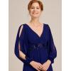 imageEverPretty Womens VNeck Chiffon ALine Waist Appliques Flowing Sleeves Floor Length Mother of The Bride Dresses 00461PHDeep Royal Blue