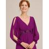 imageEverPretty Womens VNeck Chiffon ALine Waist Appliques Flowing Sleeves Floor Length Mother of The Bride Dresses 00461PHFuchsia