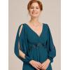 imageEverPretty Womens VNeck Chiffon ALine Waist Appliques Flowing Sleeves Floor Length Mother of The Bride Dresses 00461PHTeal