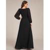 imageEverPretty Womens VNeck Long Sleeves ALine Pleated Chiffon Floor Length Formal Dress 02235Black